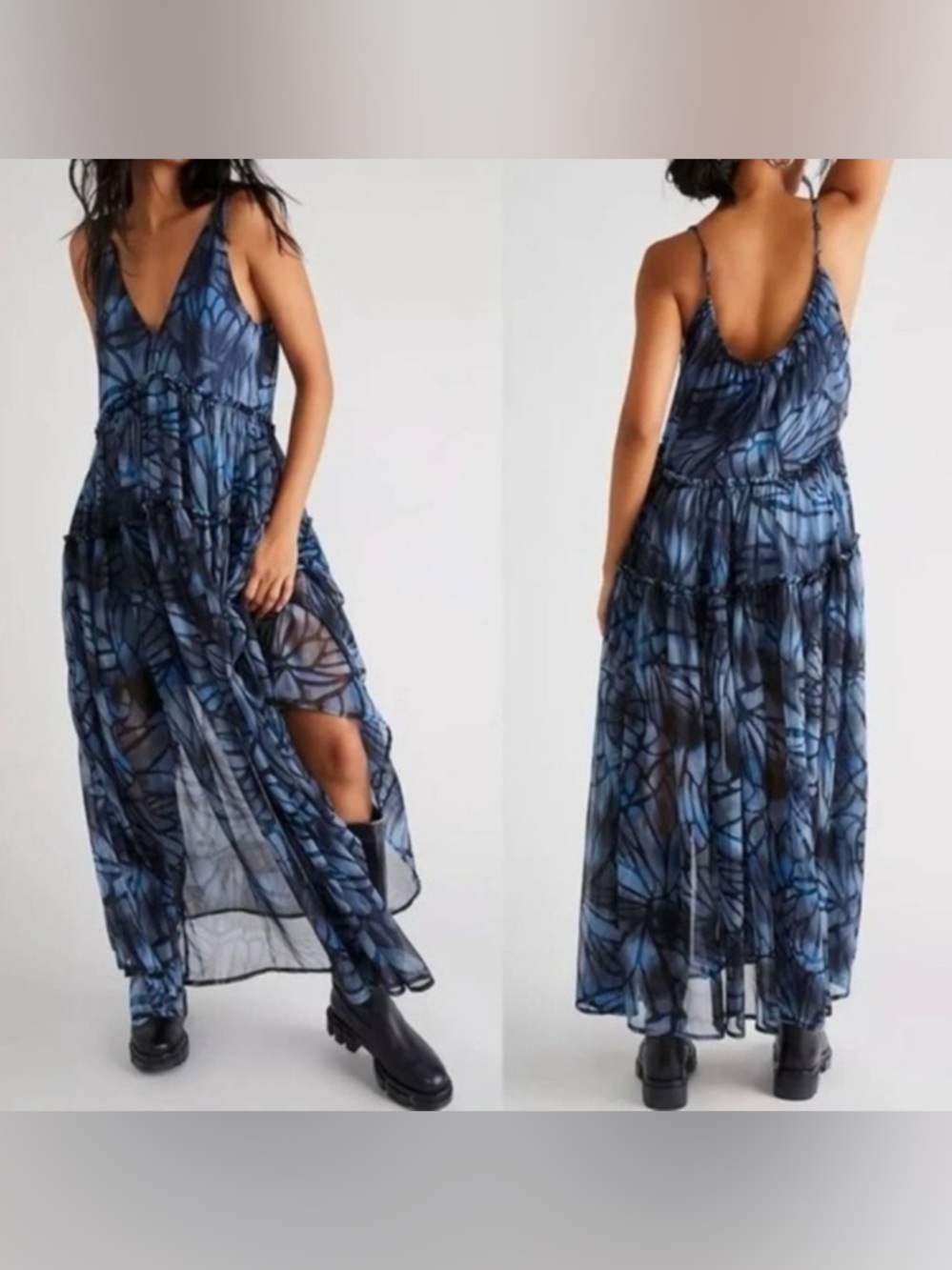 Free People Julianna Butterfly Wing Pattern Maxi Dress